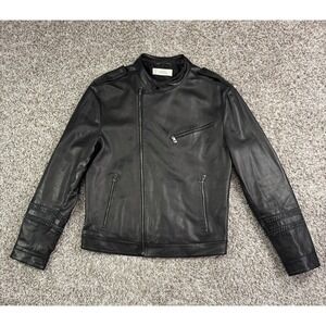 Versace Collection Leather Moto Jacket Braided Accents Men's Size 54
